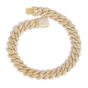 Venta al por mayor hombres Hip Hop joyería 20mm 3 filas oro grueso collar Iced Out Cz Prong cubano enlace <span class=keywords><strong>cadena</strong></span> collar diamante cubano <span class=keywords><strong>cadena</strong></span> - Product Image 4