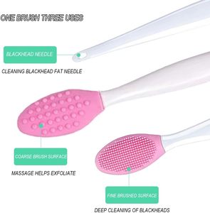 Brosse exfoliante multifonctionnelle double face 3 en 1 pour nettoyer les pores, les lèvres et le nez, en silicone, imperméable, pour éliminer les points noirs - Product Image 3
