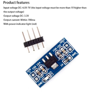 บอร์ดพัฒนาตัวแปลงแรงดันไฟฟ้า DC-DC คุณภาพสูง 4.5-7V เป็น 3.3V รุ่น AMS1117 โมดูลจ่ายไฟ 3.3V - Product Image 3