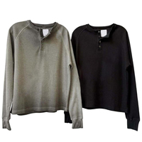 Sweat-shirt ample personnalisé par le fabricant, imprimé vintage, thermique, épais, effet vieilli, en maille gaufrée, à manches longues