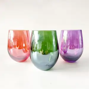 Soporte de vela con forma de vino, sin tallo, color verde, morado, rojo, 18, 20, 22 oz