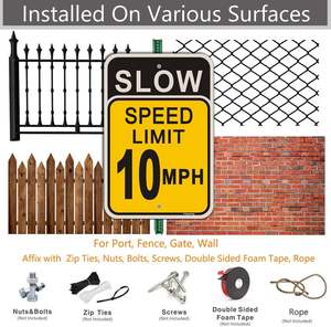 حد السرعة البطيئة <span class=keywords><strong>10</strong></span> <span class=keywords><strong>MPH</strong></span> علامة 18X12 بوصة درجة مهندس معدن عاكس قوي الصدأ الألومنيوم للماء - Product Image 4