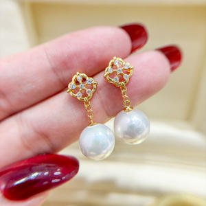 Accesorios de Plata S925 para DIY con Perlas, Joyería de Plata de Moda, Aretes con Cuentas Redondas de 9-15 mm y Bandeja Vacía 22244 - Product Image 1