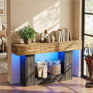 Buffet blanc de luxe à 3 tiroirs avec 4 portes battantes en verre trempé, meuble autoportant pour salon - Product Image 5