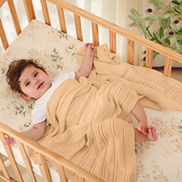Pinuotu selimut bayi baru lahir kabel lucu lembut bedong melempar 100*80CM lubang tipis ringan 100% katun selimut rajut datar