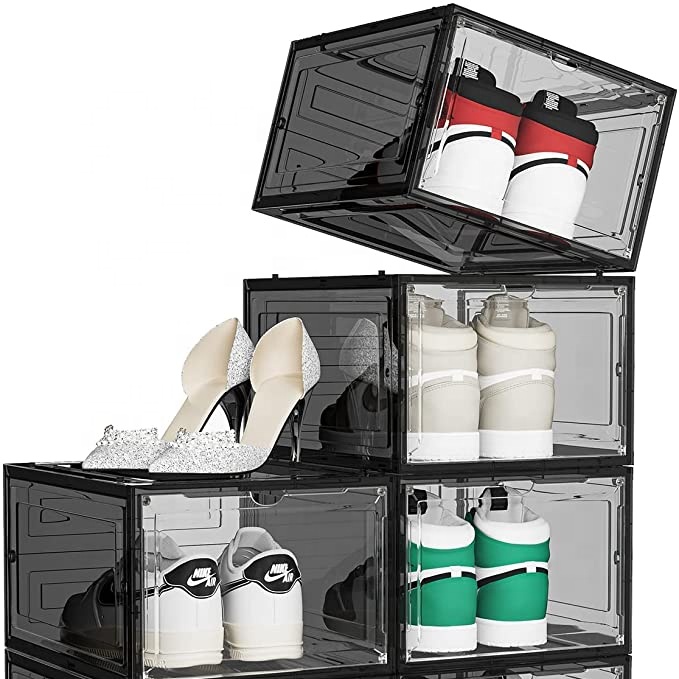 Высококачественная Пылезащитная Штабелируемая прозрачная пластиковая коробка для хранения кроссовок