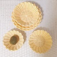 Panier tressé en rotin PP bicolore à bord festonné, qualité alimentaire, couleur et taille personnalisables, fait main, écologique, pour le rangement de collations et de fruits