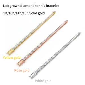 Custom Tennis Bracelet | 14K 18K <b>Solid</b> Yellow White <b>Gold</b> Lab Grown Diamond Fine Diamond Jewelry for Women - Product Image 2