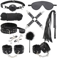 Ensemble de 12 pièces pour bondage : Menottes, Bâillon, Bandeau pour les yeux, Paddle, Pinces à tétons, Plug anal en métal, Jouet sexuel pour adultes, Produit BDSM pour couple
