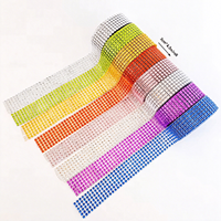 Rubans en maille en gros pour mariages et fêtes, rubans en maille rose et bleu avec strass pour la décoration de gâteaux, rubans en maille cristal
