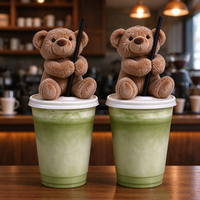 Mignon mini ours en peluche pour couvercle de tasse, décoration de tasse à café, ornement de table de café, accessoire de vaisselle, vente en gros