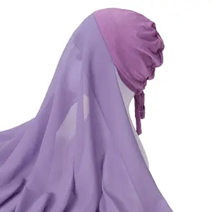 New Muslim Malaysian Anzug elegante einfache Baotao Schal Perle Chiffon plus elastische Boden kappe Gaze Schal Großhandel Hijab