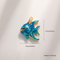 Liontin Ikan Berlapis Emas Enamel Berwarna untuk Pembuatan Perhiasan DIY, Liontin Tembaga Berkualitas Tinggi