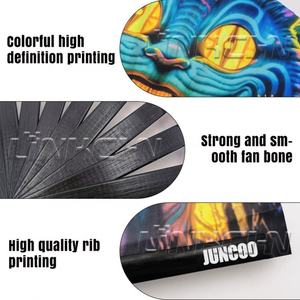 Abanico plegable de bambú hecho a mano, diseño de publicidad de arte popular, patrón Floral, recuerdo decorativo de fiesta de 33cm - Product Image 5