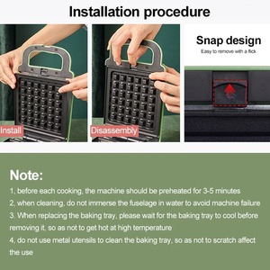 Nueva máquina portátil para hacer sándwiches y desayunos con asa y luz indicadora, calentamiento de doble cara, placa de cocción antiadherente desmontable - Product Image 6