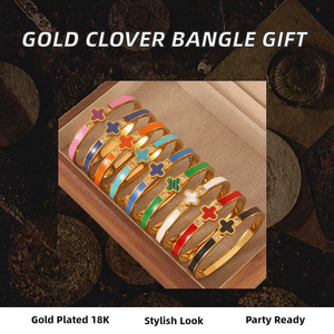 Brazalete de Acero Inoxidable Chapado en Oro de 18K con Circonita en Forma de Flor, Estilo Clásico y Moderno, MOQ Bajo, para Regalo de Mujer - Product Image 2