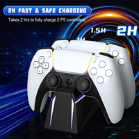 Nouvelle station de charge pour manette avec lumière LED RGB, station de charge double, charge rapide en 2h, support pour manette PS5 et Edge