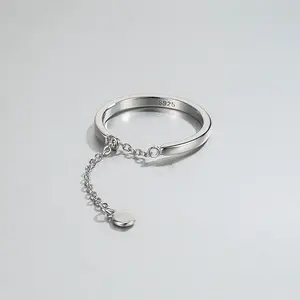 S925 Sterling Silber Hochglanz kette Smart Ring Kreis Mode Persönlichkeit Verstellbare Paare Ring Frauen Männer Schmuck Großhandel
