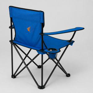 Chaise pliante de camping bleue, chaise de réalisateur avec porte-gobelet, tissu Oxford pour camping en plein air, pêche, pique-nique, OEM personnalisé - Product Image 2