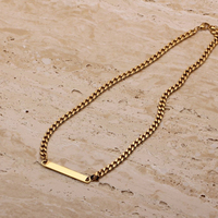 Collier bar en or plaqué 18 carats personnalisé pour femmes, collier chaîne épaisse en acier inoxydable, collier minimaliste tendance, bijoux