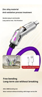 Câble de charge rapide 4-en-1 USB-A/USB-C en gel de silicone flexible de 1,8 m (6FT) pour téléphones portables et utilisation en voiture, 240W, transfert de données, vente en gros