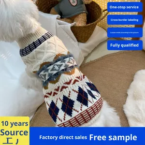 Suéter <span class=keywords><strong>de</strong></span> Invierno 2024 para <span class=keywords><strong>Perros</strong></span> y Gatos, Diseño <span class=keywords><strong>de</strong></span> Diamantes Fair Isle, Estilo Retro Británico, Fibra Acrílica, Hecho en China - Product Image 2