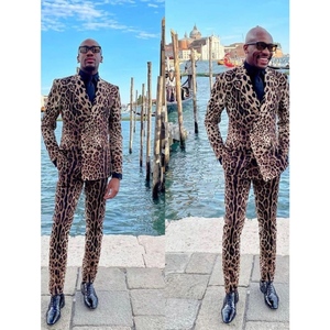 <span class=keywords><strong>Costume</strong></span> <span class=keywords><strong>Homme</strong></span> Léopard Marron Croisé Coupe Slim Décontracté Quotidien, Nouveau Design Complet Pantalon et Veste Blazer de Fiançailles <span class=keywords><strong>pour</strong></span> Marié - Product Image 3
