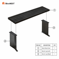 Structure de banc en acier Corten sur mesure pour jardins extérieurs, parcs, cours et espaces publics
