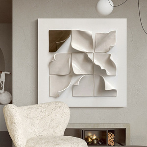 Modern Luxury 3D Acrylic Wall Art Creamy Abstract <b>Square</b> <b>Framed</b> Decor For Living Room Entryway Bedroom - Product Image 1