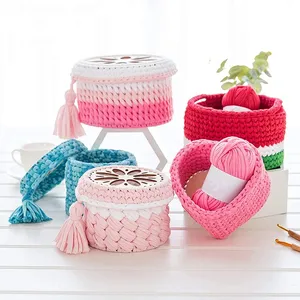 2 buah keranjang kayu alami Bawah lingkaran bentuk kosong Crochet merajut keranjang untuk DIY keranjang kerajinan tenun Membuat perlengkapan