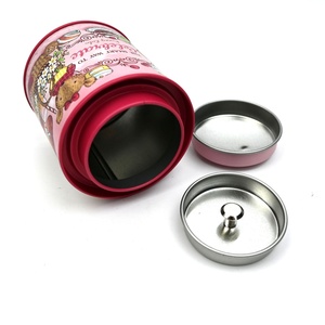 Caja Redonda de Hojalata con Diseño de Oso Rosa de Dibujos Animados, Doble Tapa Hermética, para Almacenamiento de Velas Aromáticas, Ideal para Regalo - Product Image 2