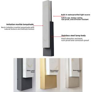 Applique Murale Moderne de Luxe Léger en Acier Inoxydable Effet Marbre, Étanche IP54, LED 2700K-3000K pour Balcons Extérieurs et Murs Extérieurs - Product Image 5