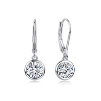 Boucles d'oreilles clous en moissanite, argent sterling 925, rondes 6,5 mm, 1 carat, fermeture à levier, VVS1, couleur D, 3 couleurs