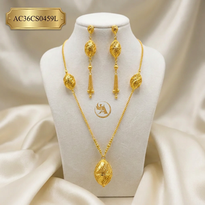 Fancy Tassel Trendy Design Brass Charm Necklace with Link <b>Chain</b> Yellow Gold Plated for Women - Product Image 1
