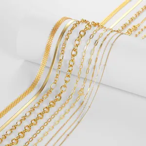 Wholesale 925 Silver Necklace Men And Women 925 Sterling Silver Basic Chain Necklace 18K Gold Plated Versatile Chain Necklaces