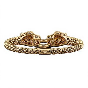 Brazaletes de Lujo Plateados para Hombre con Cabeza de Guepardo y Patrón de Leopardo Fino con Incrustaciones de Moissanita, Ideales para Regalo de Aniversario - Product Image 1