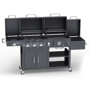 <span class=keywords><strong>Barbecue</strong></span> multifonction intégré pour l'extérieur, <span class=keywords><strong>barbecue</strong></span> au <span class=keywords><strong>gaz</strong></span>, fumoir au charbon de bois, plaque de cuisson combinée - Product Image 4