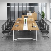 Table de salle de réunion mobilier de bureau commercial Bureau en bois Pieds en métal Table de conférence multi-personnes chaises de table longues de bureau