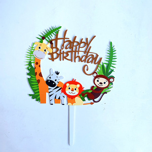 1 Decorazione per Torta <span class=keywords><strong>a</strong></span> Tema Animale + 35 Decorazioni per Cupcake con Animali dello Zoo, Kit Decorativo per Torta Safari nella Giungla, Decorazione per Baby Shower con Animali dello Zoo - Product Image 2