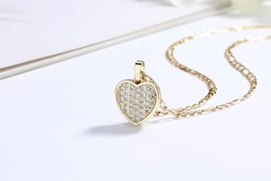 Collar con Colgante de Corazón de Latón Chapado en Oro de 18K con Circonita Cúbica Blanca Aaa, Joyería de Moda al por Mayor para Mujer - Product Image 4