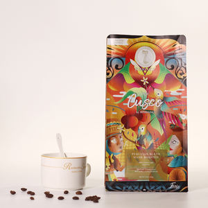 Soporte de válvula de bolsa de café de fondo plano reutilizable impreso personalizado cremallera lateral de papel de aluminio termosellado para alimentos para mascotas - Product Image 1