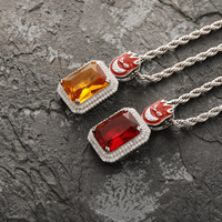 Collier unisexe Hip-hop YYN avec pendentif carré en pierre solide, style « Cold Wind », chaîne en cuivre