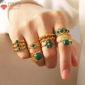 Stainless Steel Waterproof Luxury 18K Gold Enamel Rings High Polished Trending Rings 316L Stainless Steel Rings