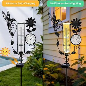 Pluviomètre en verre VividLadybug, décoratif, solaire, pour extérieur, avec motif chien et oiseau, pour jardin, pelouse, allée - Product Image 3