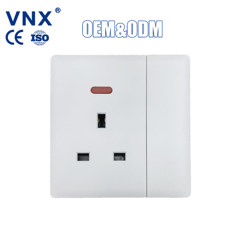 UK Standard New Design Super-thin Switches and Sockets 13A Electrical Wall Socket With Neon