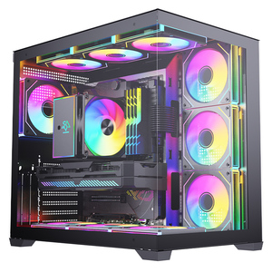SNOWMAN CS015 Schwarzes Micro-ATX-Gaming-Computergehäuse Desktop Mid-Tower mit Doppeltem Gehärtetem Glas 360MM RAD-Unterstützung mit Typ-C PC-Gehäuse - Product Image 1