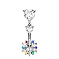 Piercing de nombril en acier inoxydable 316L de haute qualité avec pendentif zircon en forme de cœur – Bijoux de piercing pour le marché européen et américain