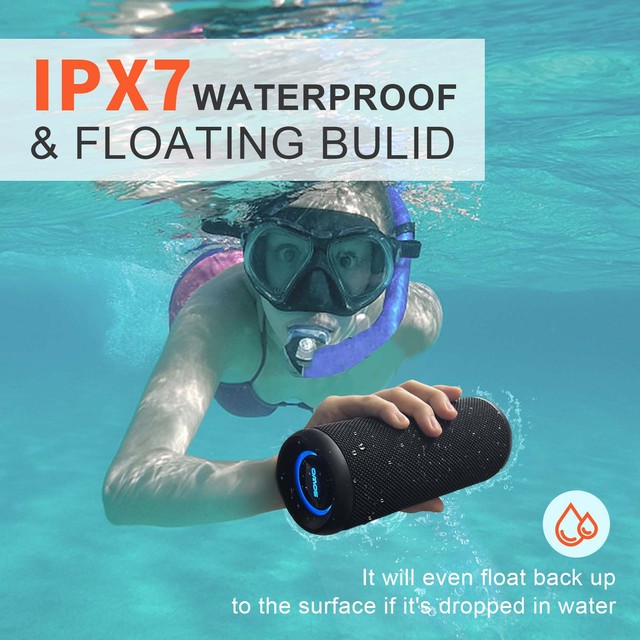 Outdoor Speaker Wireless IPX7 Waterproof Portable 25W Stereo TWS Pairing 16H Playtime Built in Mic Camping Beach Pool
