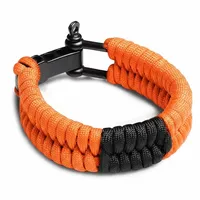Bracelet de survie d'urgence pour homme, en corde de parachute 550 tressée, avec manille métallique en U à taille réglable, pour l'extérieur