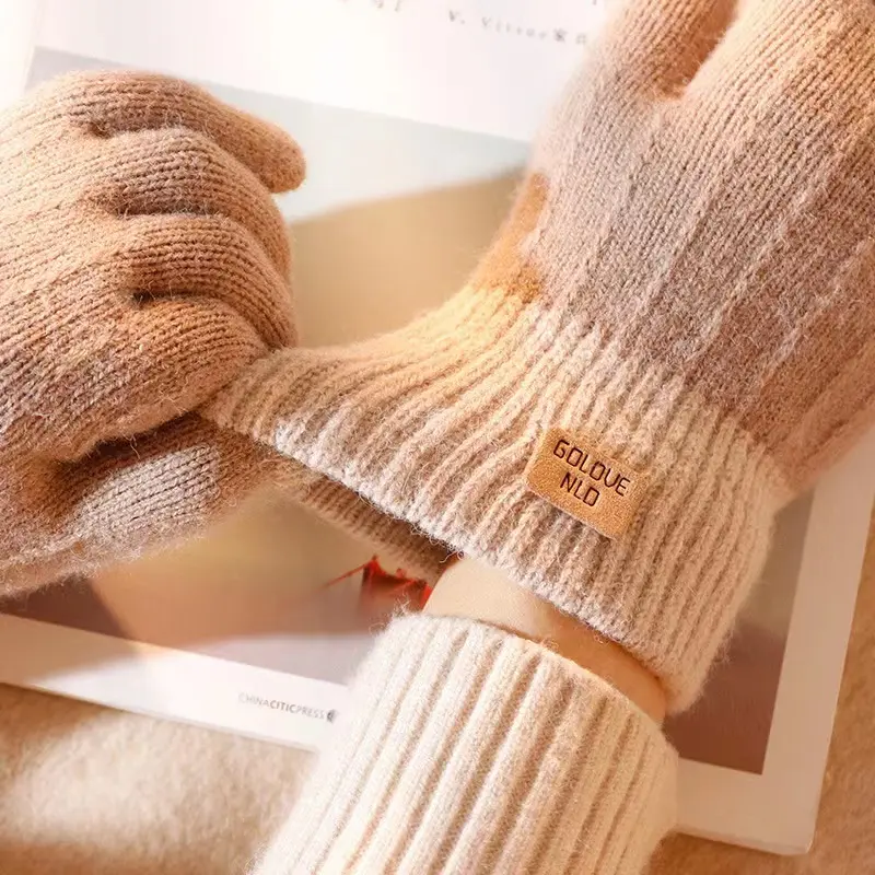 ถุงมือกันหนาวสำหรับผู้ชายและผู้หญิงถุงมือขี่สกีกลางแจ้งจอสัมผัสผ้าแจ็คการ์ด